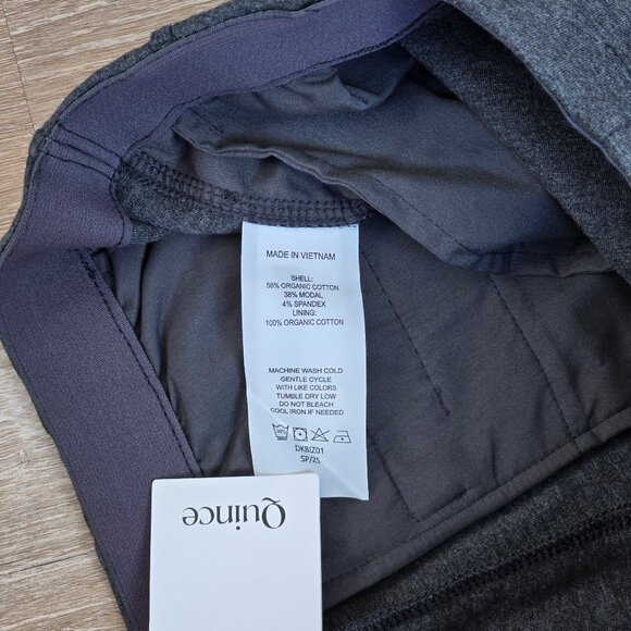 Quince Organic Cotton Double Knit Straight Pants Small Charcoal New With Tags - Picture 10 of 17